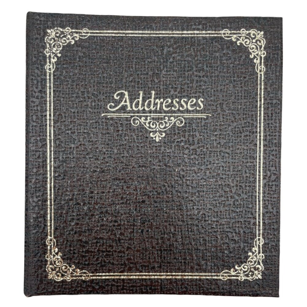 Vintage 1975 Hallmark Address Book Alphabetical Tabs & Brown Textured Cover